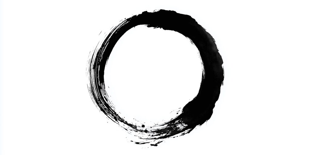 Symbol aus der japanischen Kalligraphie: Kreis (Enso), der Erleuchtung, das Universum und die Leere (Mu) symbolisiert