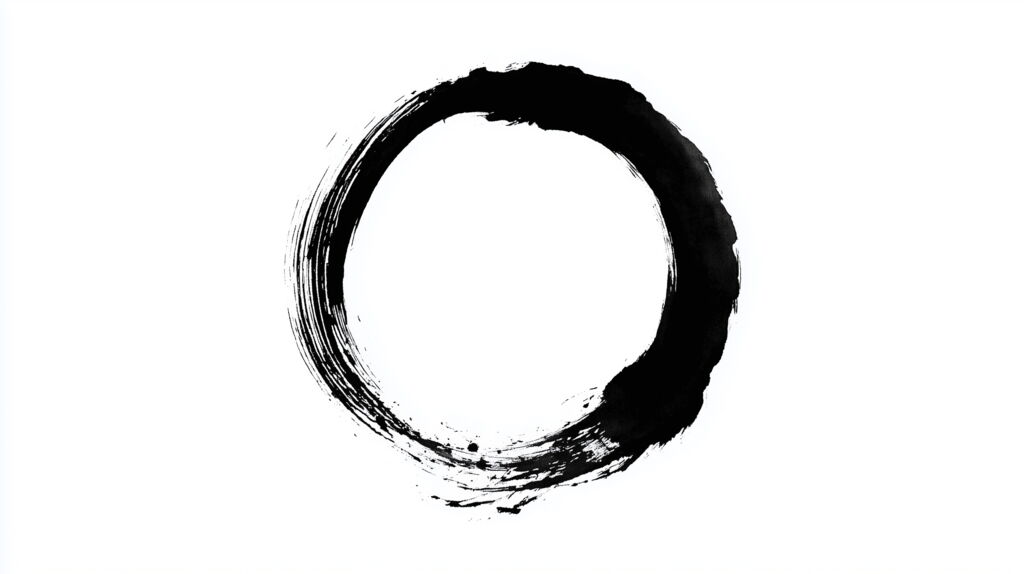 Symbol aus der japanischen Kalligraphie: Kreis (Enso), der Erleuchtung, das Universum und die Leere (Mu) symbolisiert