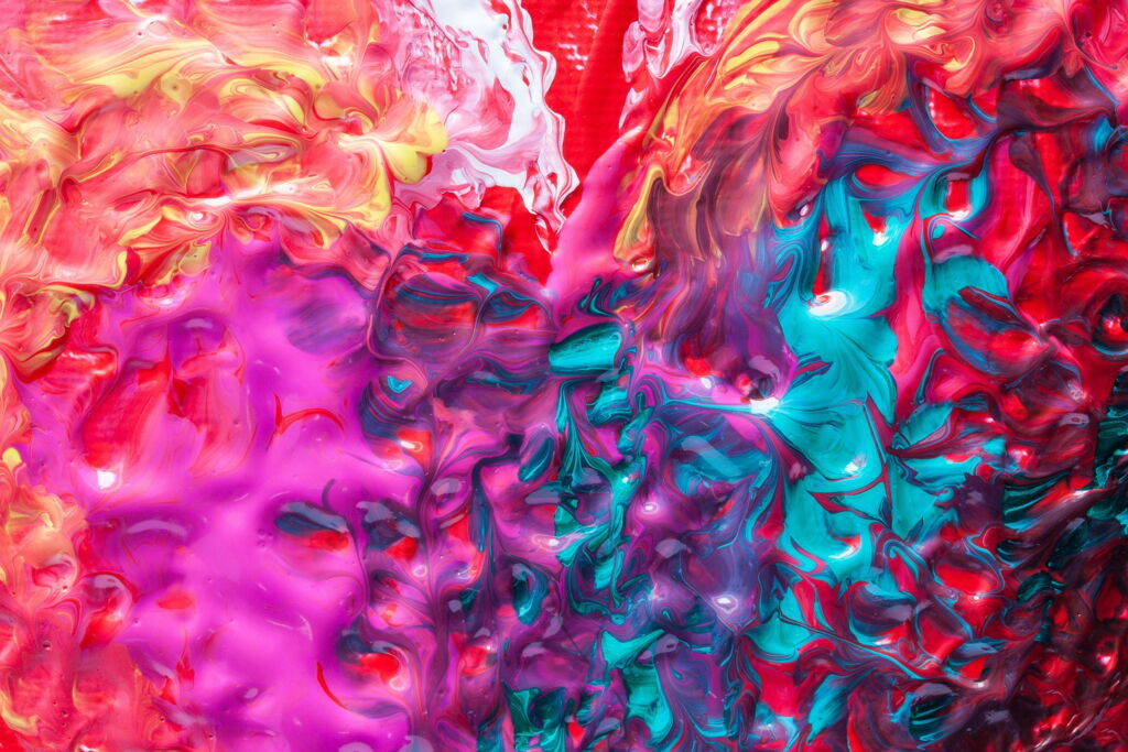 pastös dick aufgetragen bunte Farbe ineinander verlaufend