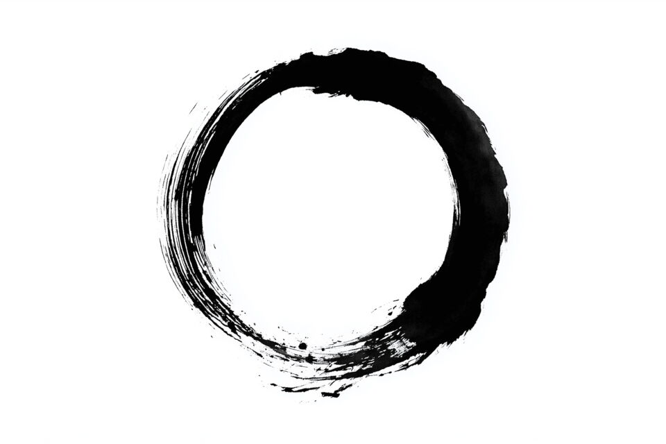 Symbol aus der japanischen Kalligraphie: Kreis (Enso), der Erleuchtung, das Universum und die Leere (Mu) symbolisiert
